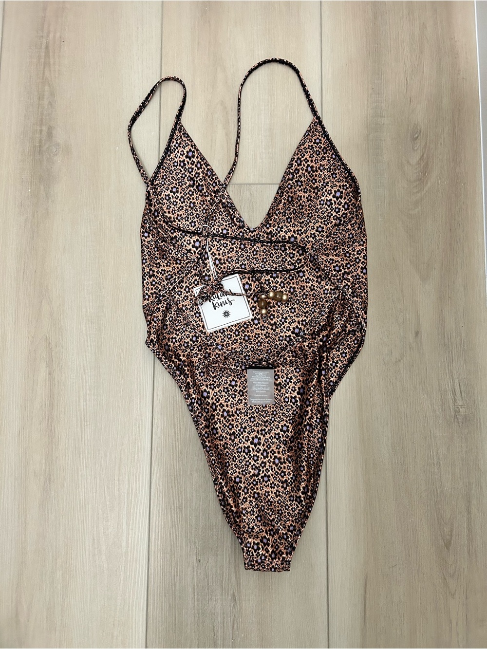 Kulani Kinis Leopard-Print One-Piece Swimsuit in Tan and Black - Picture 2 of 3